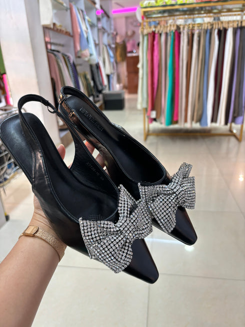 Bow Tie Pointed Sling Back Sandal